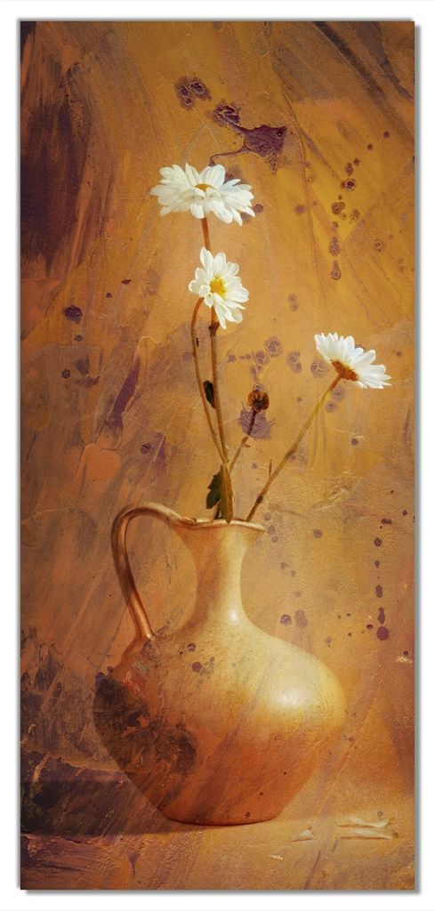 Wallario selbstklebende Türtapete 93 x 205 cm - Antike Vase mit Blumen - Abwischbar, rückstandsfrei zu entfernen
