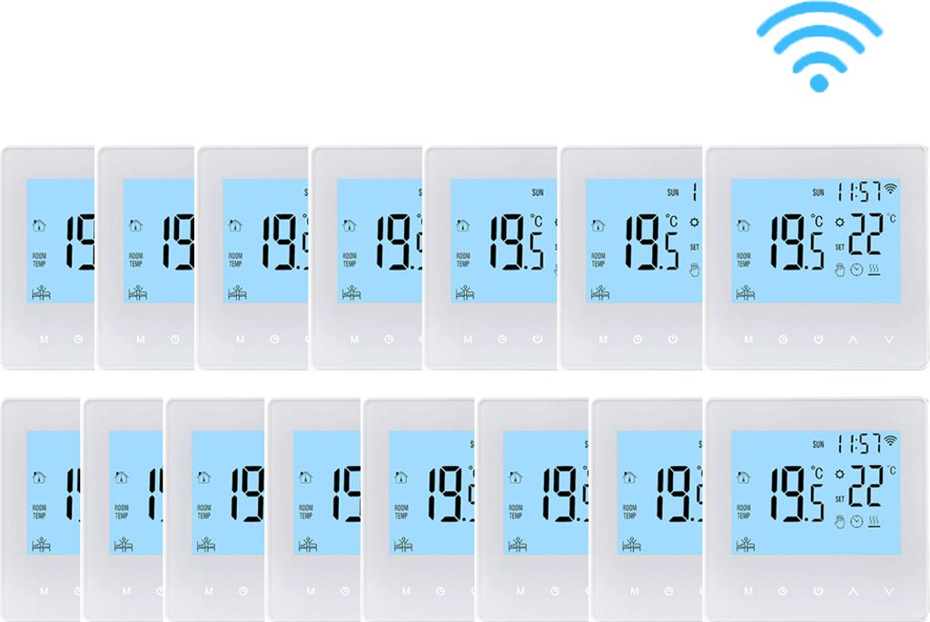 15X WiFi Smart Thermostat 3A Raumthermostat Wasserheizungsgeräte Fußbodenheizung, LCD-Display, APP-Steuerung, Manueller/automatischer Modus