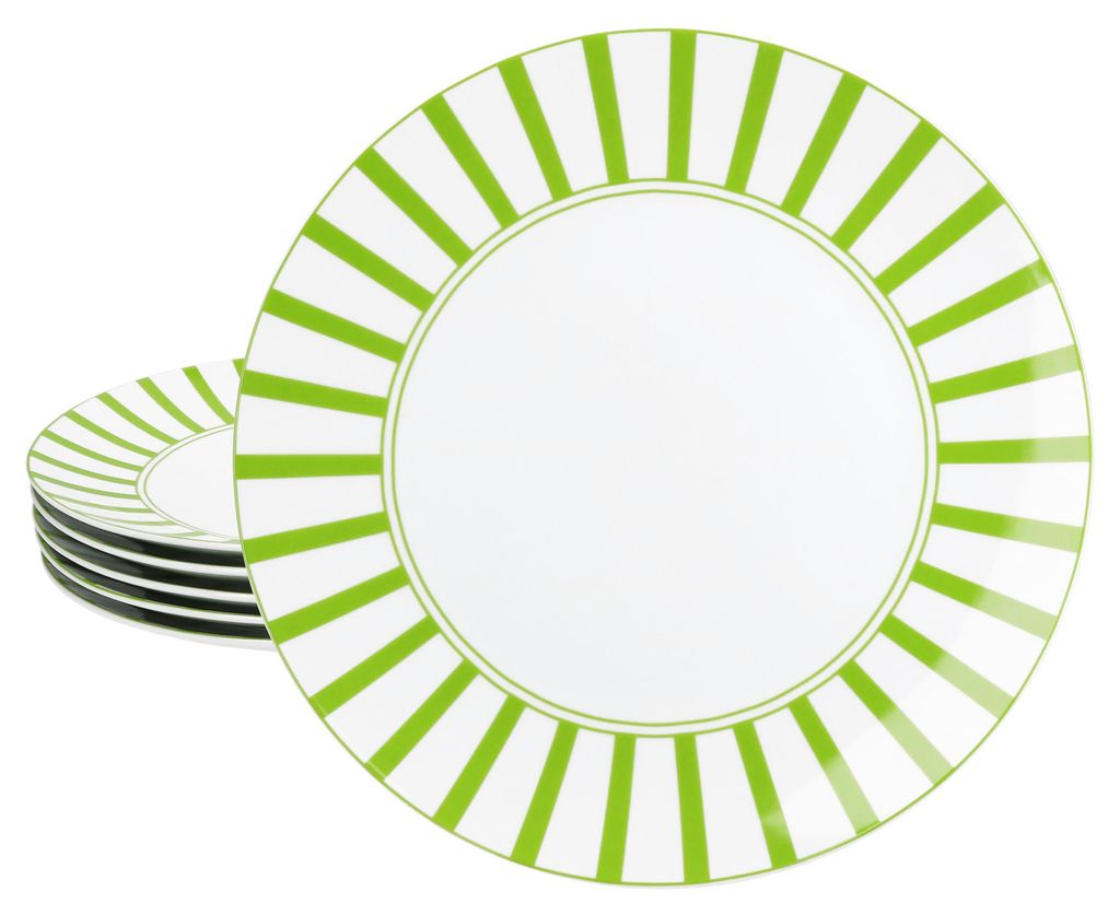 Split vert rayé 6x Assiette plate Ø27cm Porcelaine 6 Image du produit 