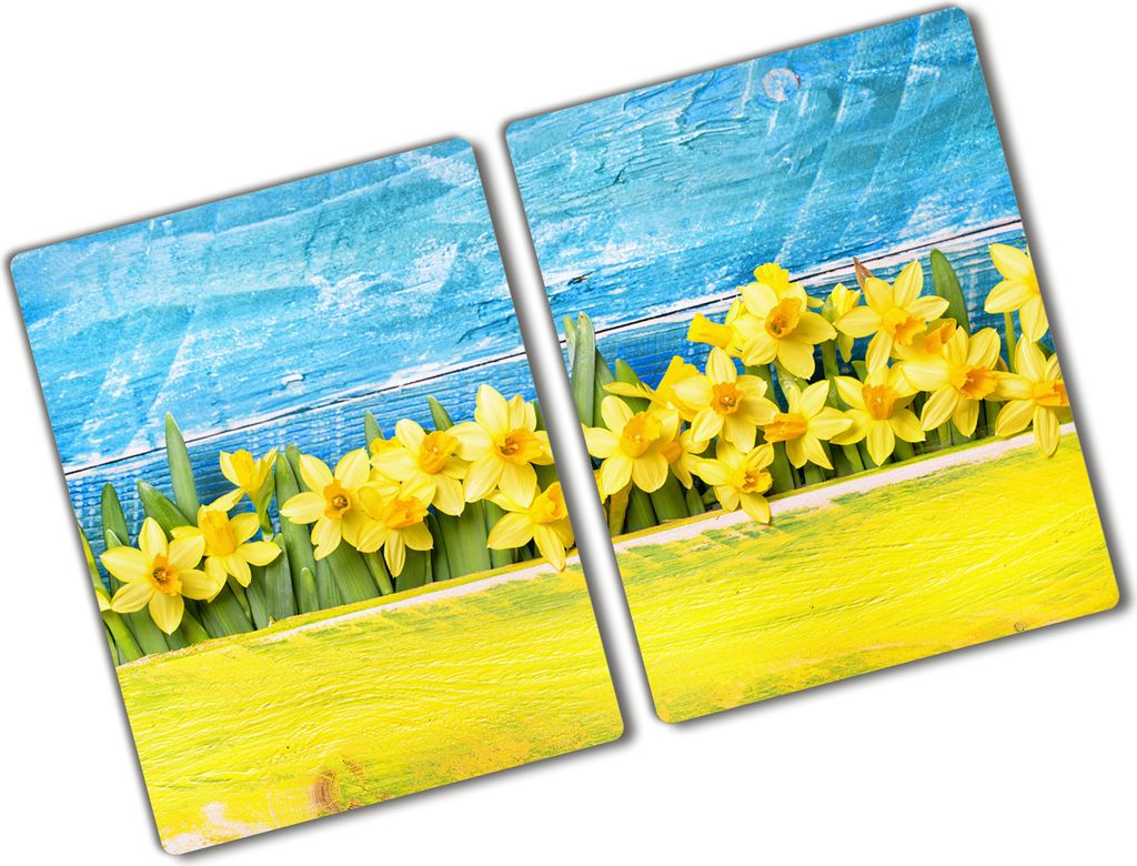 Tulup Glas Herdabdeckplatte - 2x40x52 cm - Glaskeramikkochfeld-Abdeckung Spritzschutz Glasabdeckplatte Kochplattenabdeckung und Schneidebrett - Zwe...