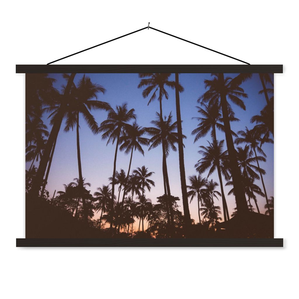 MuchoWow Textilposter Palme - Tropisch - Sommer - Himmel 60x40 cm mit schwarzem Rahmen - Hölzernes