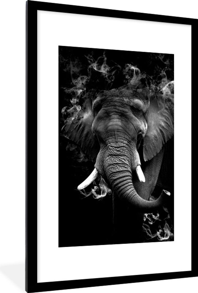 MuchoWow® Gerahmtes Poster Elefant mit Rauch gegen Produktbild 
