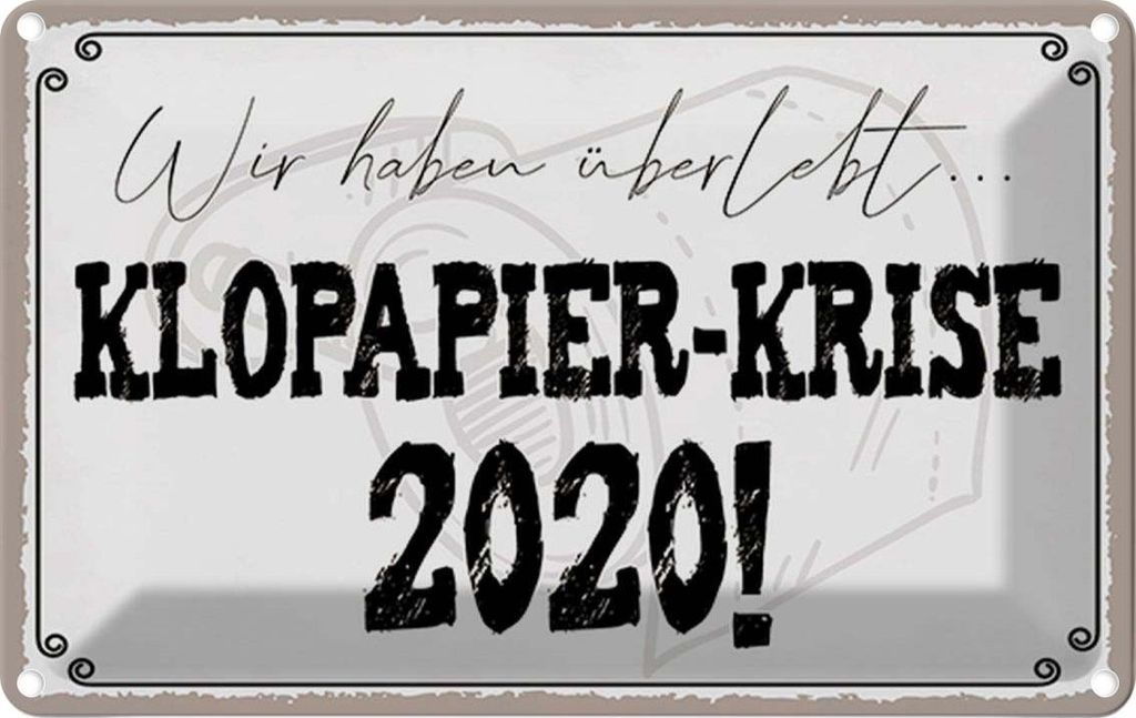 vianmo Blechschild 12x18 cm überlebt Klopapier Krise 2020 Dekoration Spruch Zitat