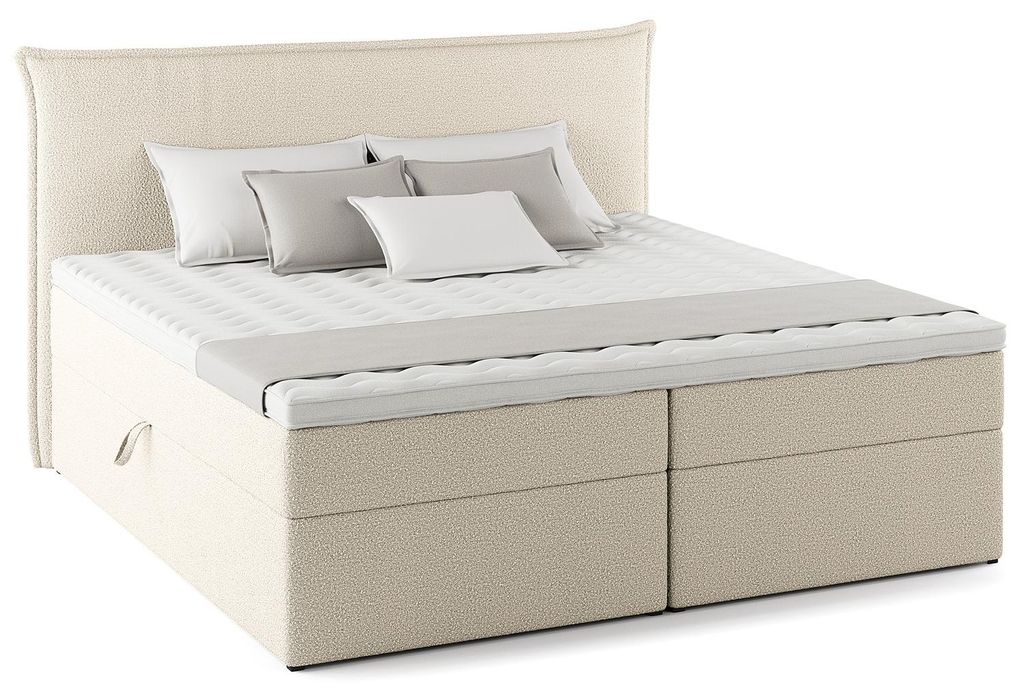 home24 Boxbett mit Stauraum - Bouclé