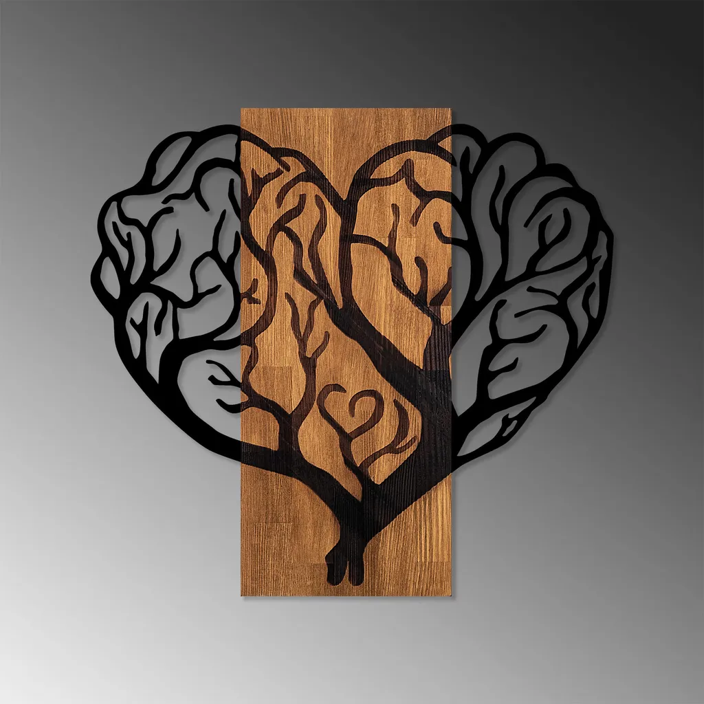 Wallity Brain- SKL2415 Noce/Nero 58x62cm - Arredo Parete Legno - 4
