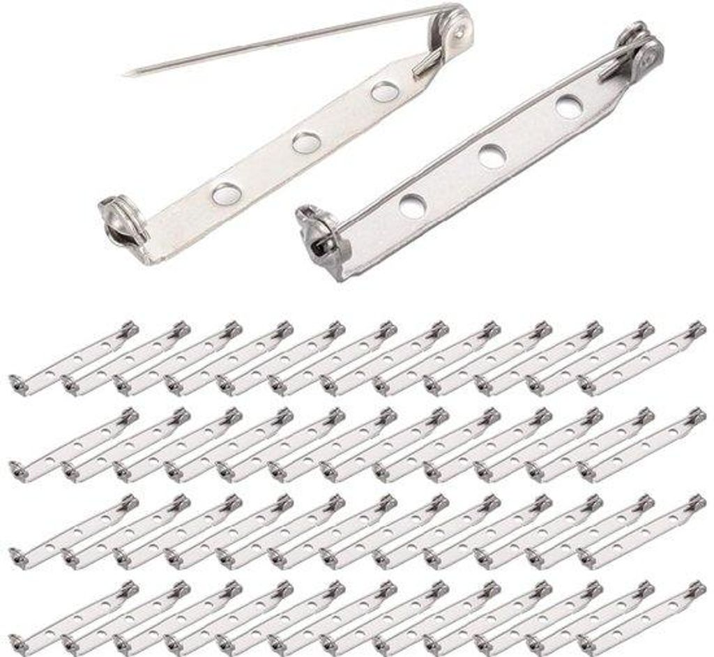 50 Stück - Rostfreie Stahl-Brochen mit Sicherung - für Basteln, Abzeichen, Namensschilder, Schmuck herstellen und Handarbeit (25 mm)