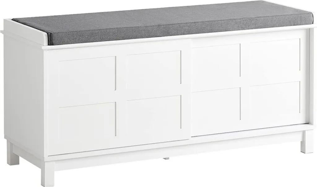 Banc d'Entrée Confortable 114cm Armoire à Chaussures Portes Coulissantes