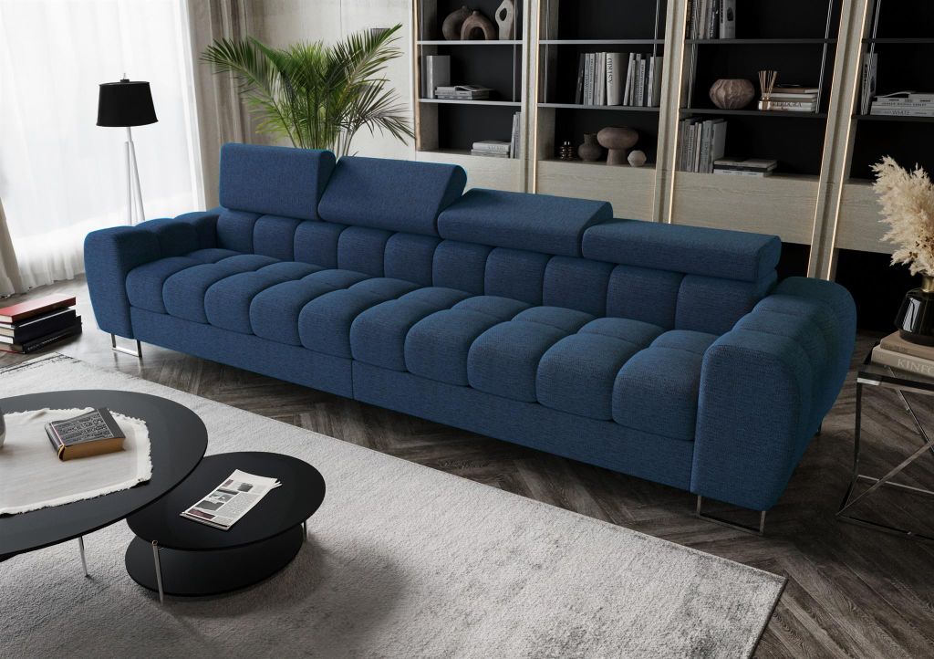 Big Sofa Sofa 4-Sitzer BASTIEN Megasofa in Stoff Aragaon Dunkelblau