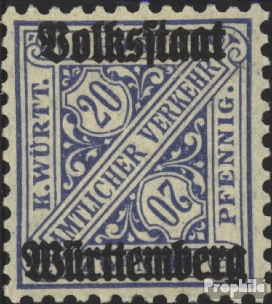 Briefmarken Württemberg 1919 Mi D264 postfrisch Ziffern in Schildern