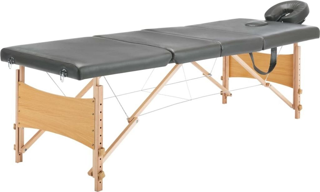 "WINTER SALE"Massageliege 4-Zonen Holzgestell Anthrazit 186x68cm Promotion898378 - Massagebänke