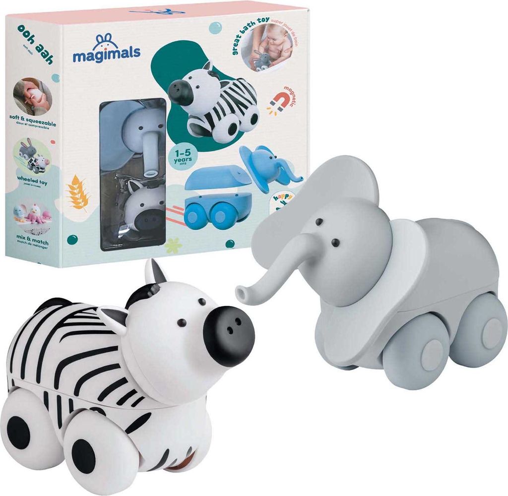 Clics magnetisches Spielzeug Safari Tiere - Magimals Wheely Safari Box 6-teilig