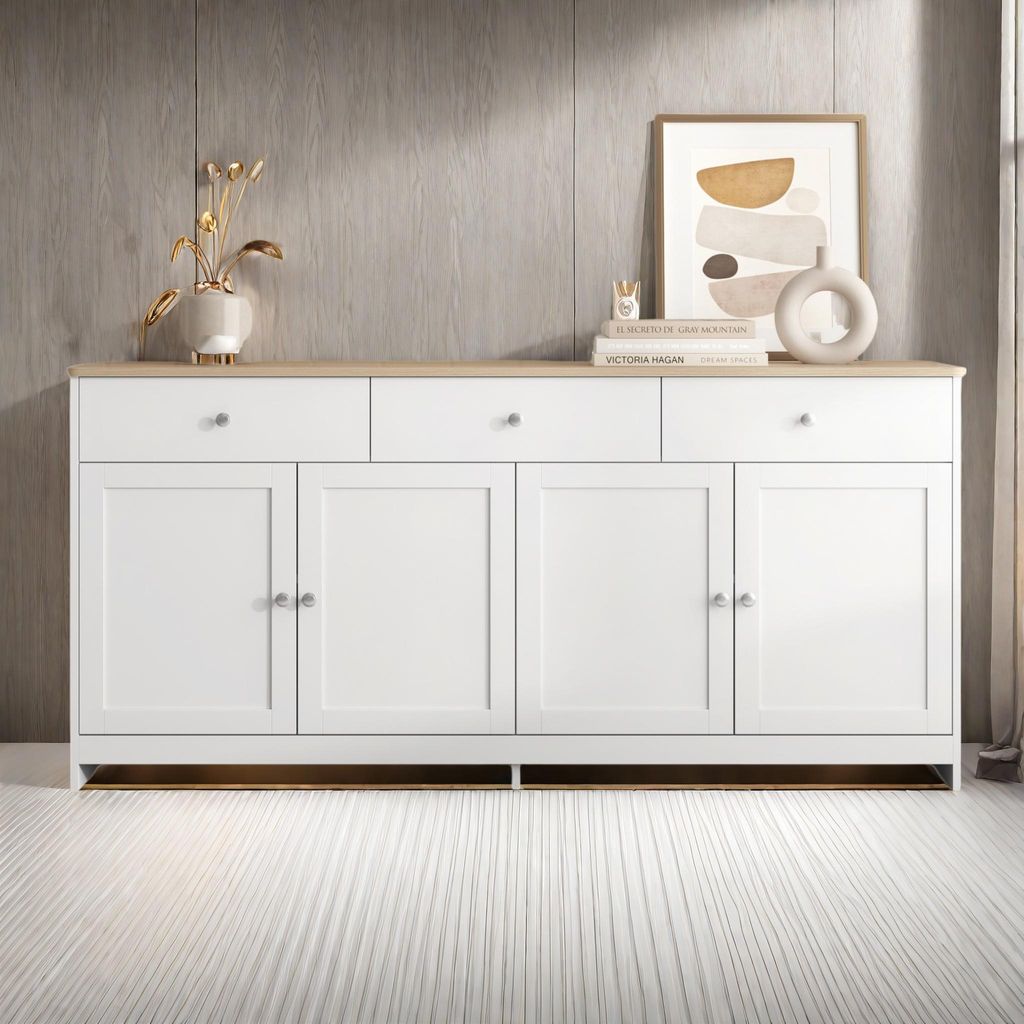 UnboxG Sideboard mit 4 Türen und 3 Schubladen, Weiß & Produktbild 