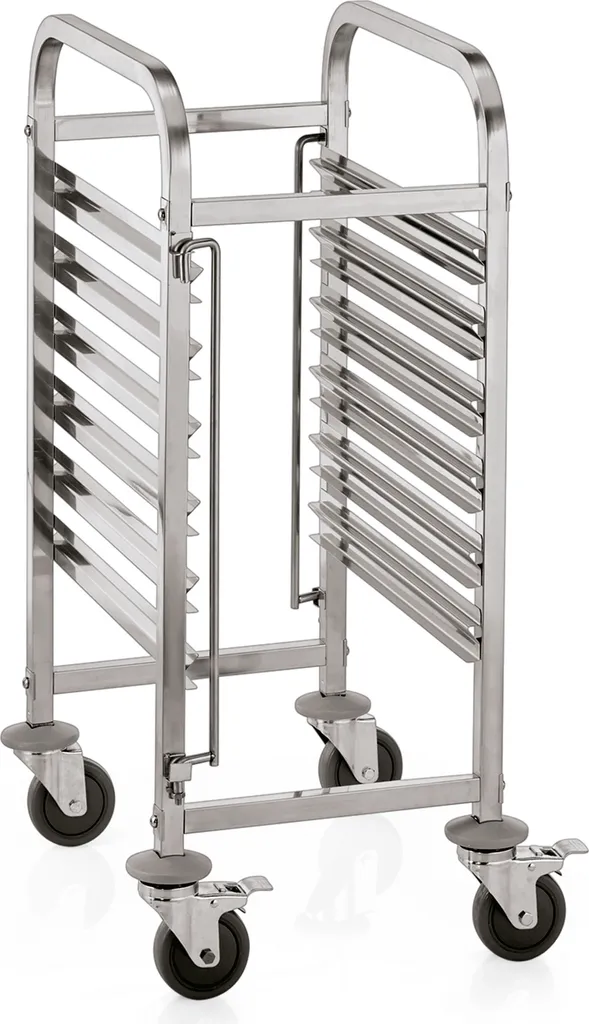 Chariot à Étagères Inox GN 1/1 Robuste pour 12 Plateaux et 6 Bacs Cuisine