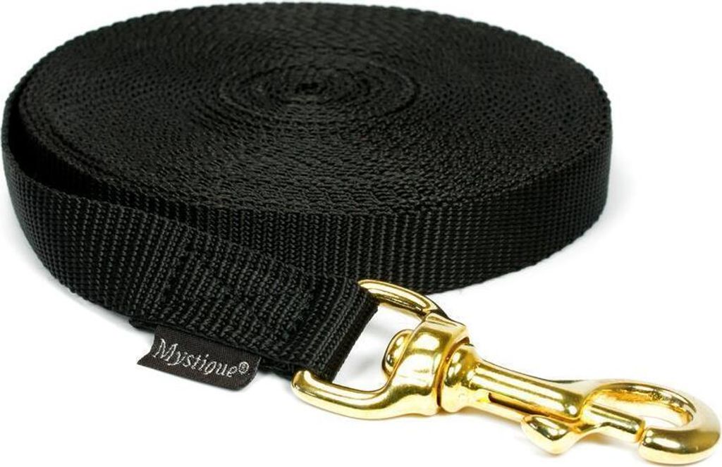 Mystique Nylon Schleppleine 20mm schwarz 12,5m messing Karabinerhaken