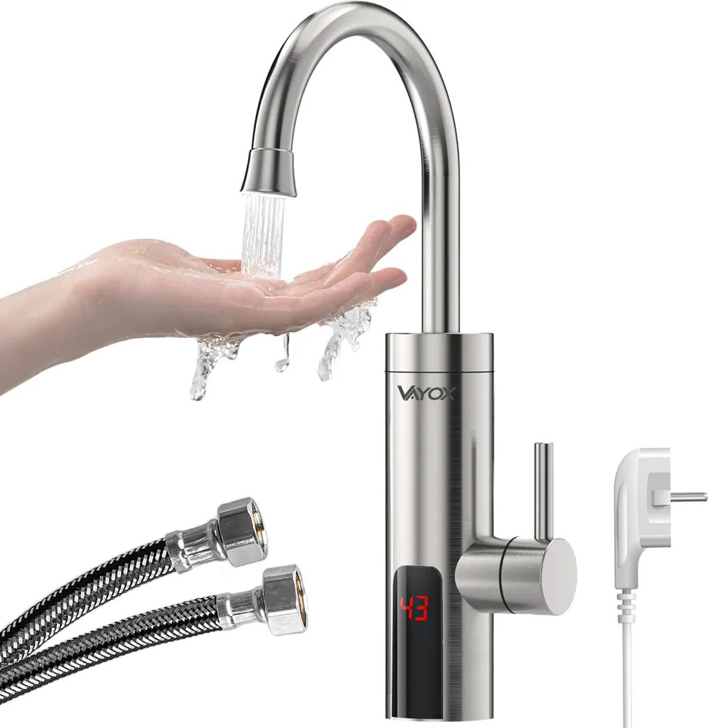 Miscelatore Cucina Vayox VA0211 3000W - Acqua Calda Istantanea Argento