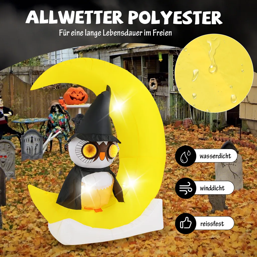 Hibou Halloween Gonflable 155cm Stable et Résistant avec LED Intégrées - 5