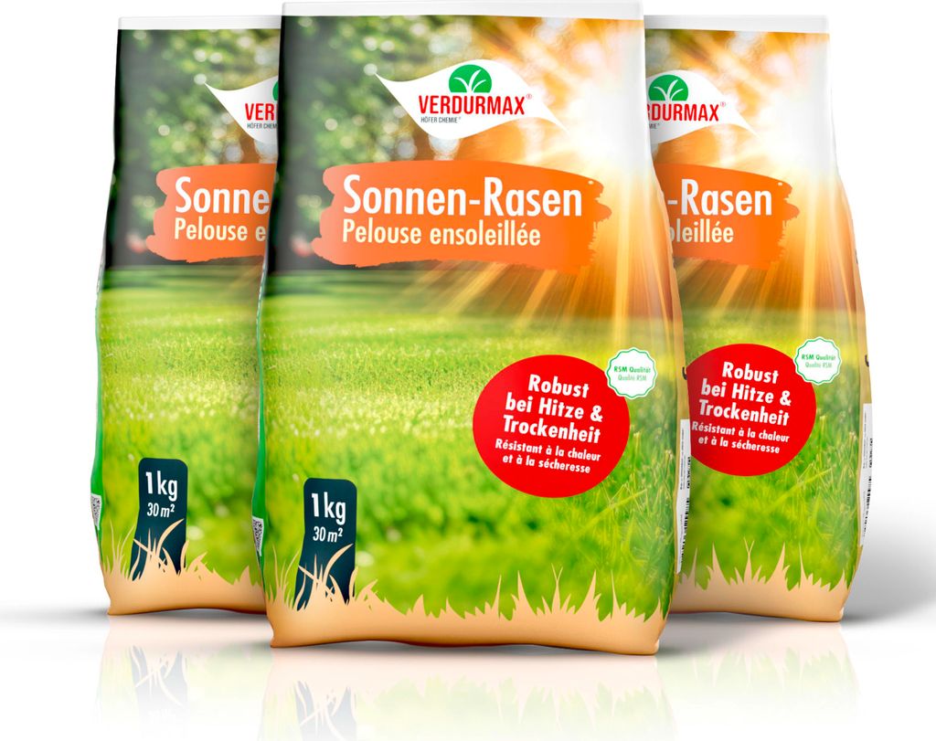 3x1 kg VERDURMAX Trockenrasen Samen