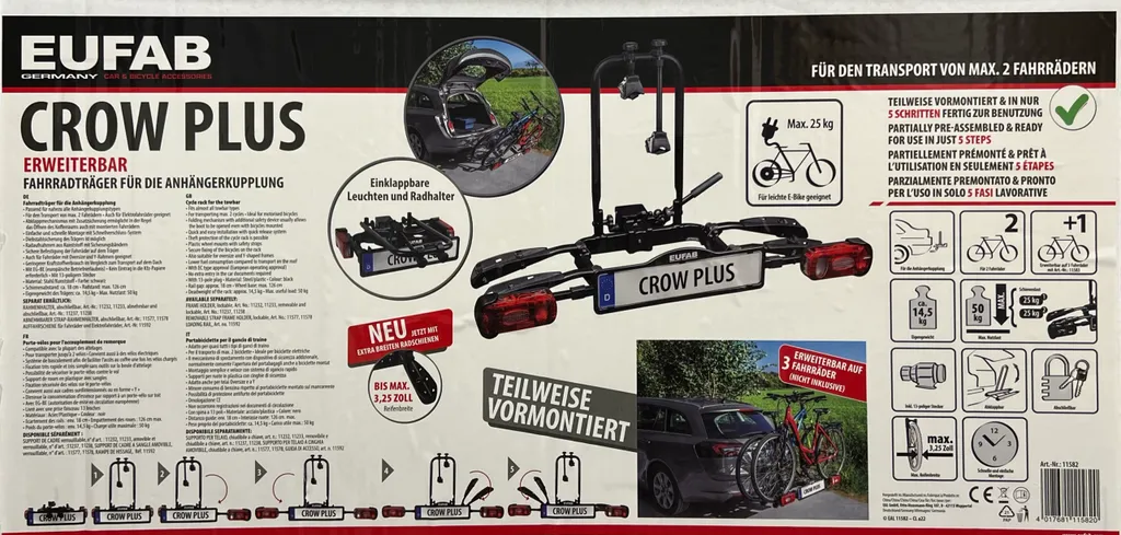 Porte-Vélos Attelage Basculant Eufab Crow Plus : Solution Coffre Libre - 13