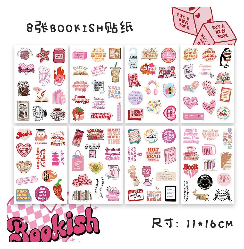 100 Stück rosa Bücheraufkleber, wasserdichte Vinyl-Aufkleber in Herzform, rosa Aufkleber, ästhetische Aufkleber, Leseaufkleber für Aufkleber, B...