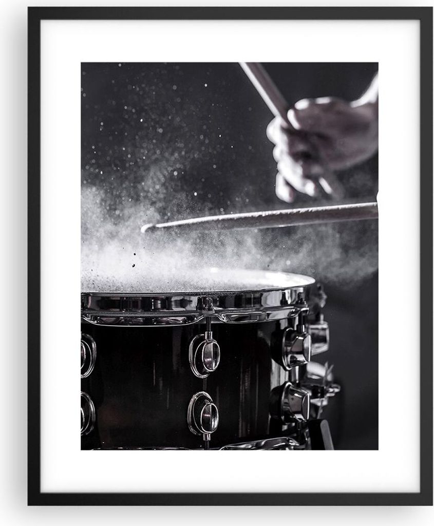 Gerahmtes Poster - Schwarzer Rahmen - Trommel Staub Trommel - 40x50 cm - Wand Bild - Wanddeko - Wandbilder - Kunstposter - Wandposter - Bilderrahme...