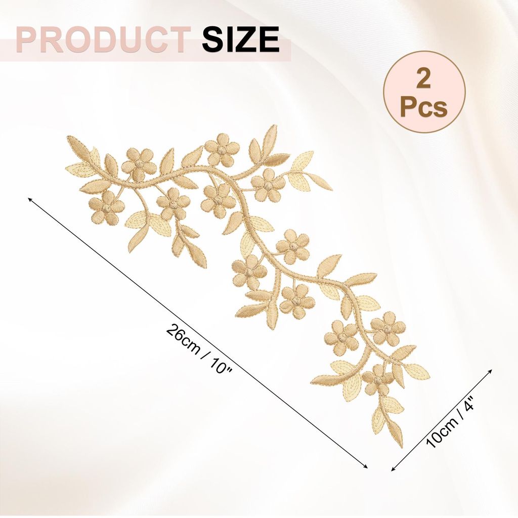 2 Stš¹cke Langer Patch Blumenranke mit Blatt, 10" x 4" Aufbš¹geln Pflaumen-Patches Polyester bestickte Applikation fš¹r Vorhang Kissen Kleidu...