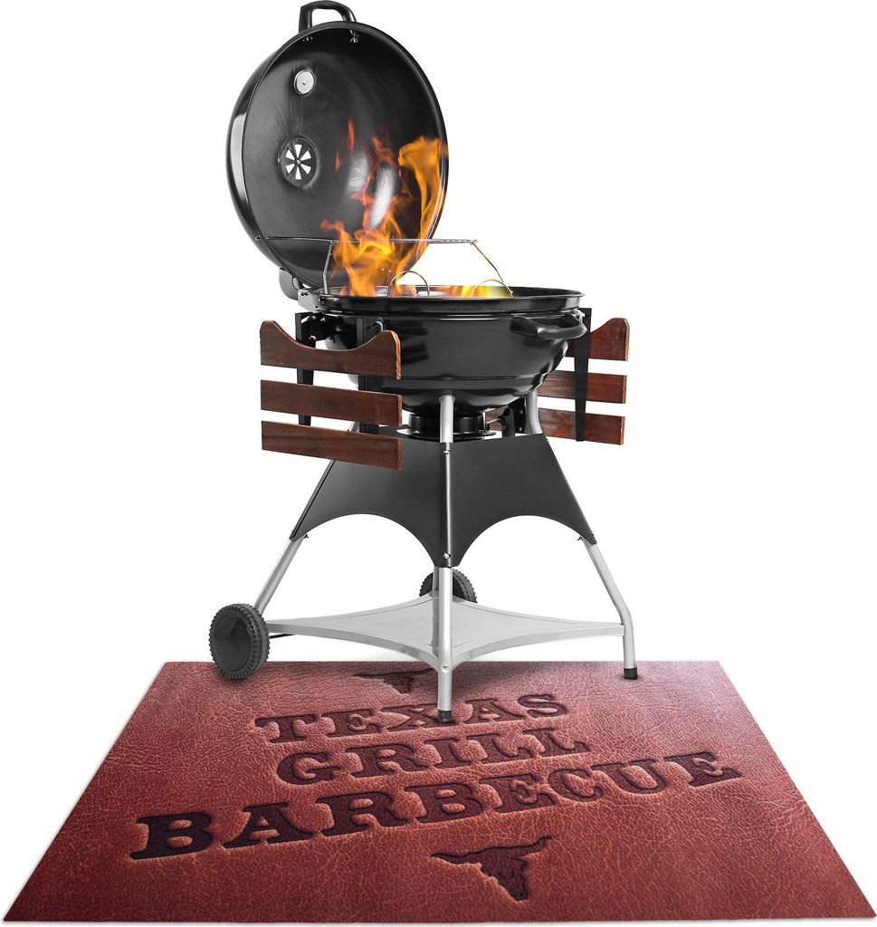 Primaflor BBQ Bodenschutzmatte TEXAS 90x120cm - Strapazierfähige Grill-Fußmatte, Rutschhemmende Grillmatte, Outdoormatte & Grillteppich
