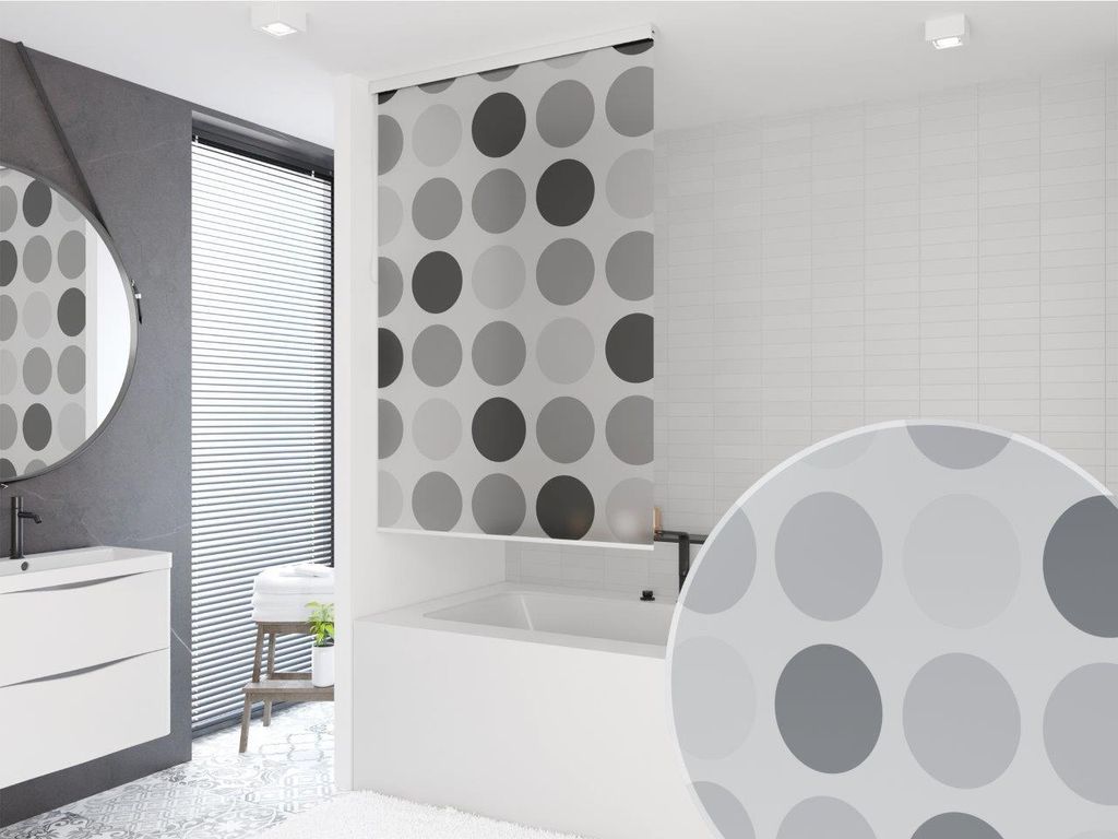 Halb-Kassetten Duschrollo Duschvorhang PEVA Retro grau 130x240 cm