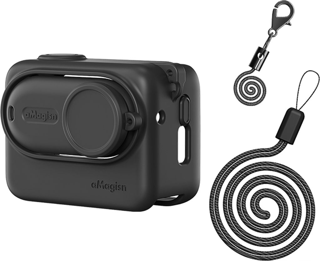 aMagisn Schutzhuelle fuer Sportkamera aus Silikon mit Umhaengeband, stossfest, Ersatz fuer Insta360 GO 3S Kamerazubehoer