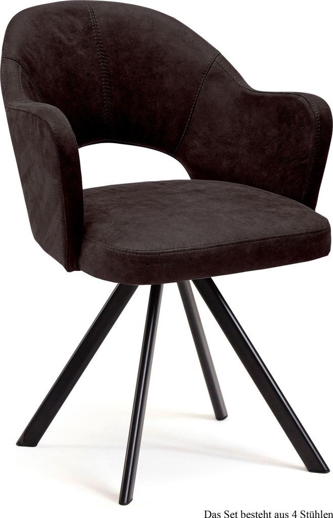 Armlehnstuhl (4er-Set) Debor 59x87x61 Schwarz/Espresso