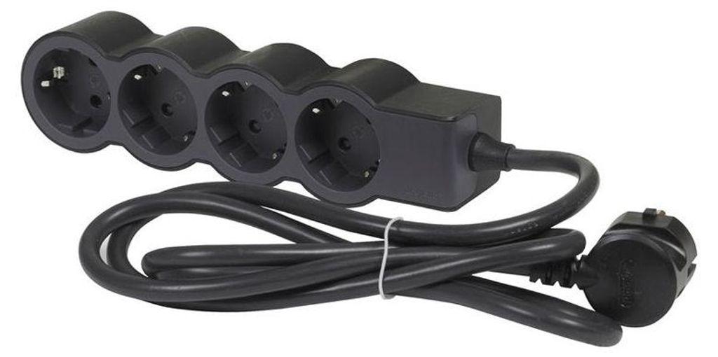 Legrand multiprise plat 4x prise, 1,5 mètre de câble noir Image du produit 