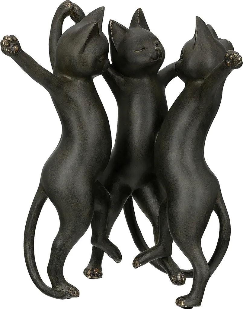 Statue Chat Décorative Noire Gatto en Résine, Hauteur 30 cm Gilde