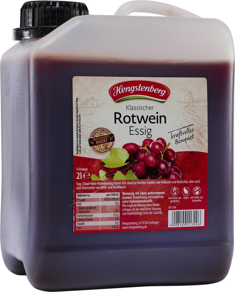 Hengstenberg Rotwein Essig kraftvoll würziger Gesschmack 2000ml