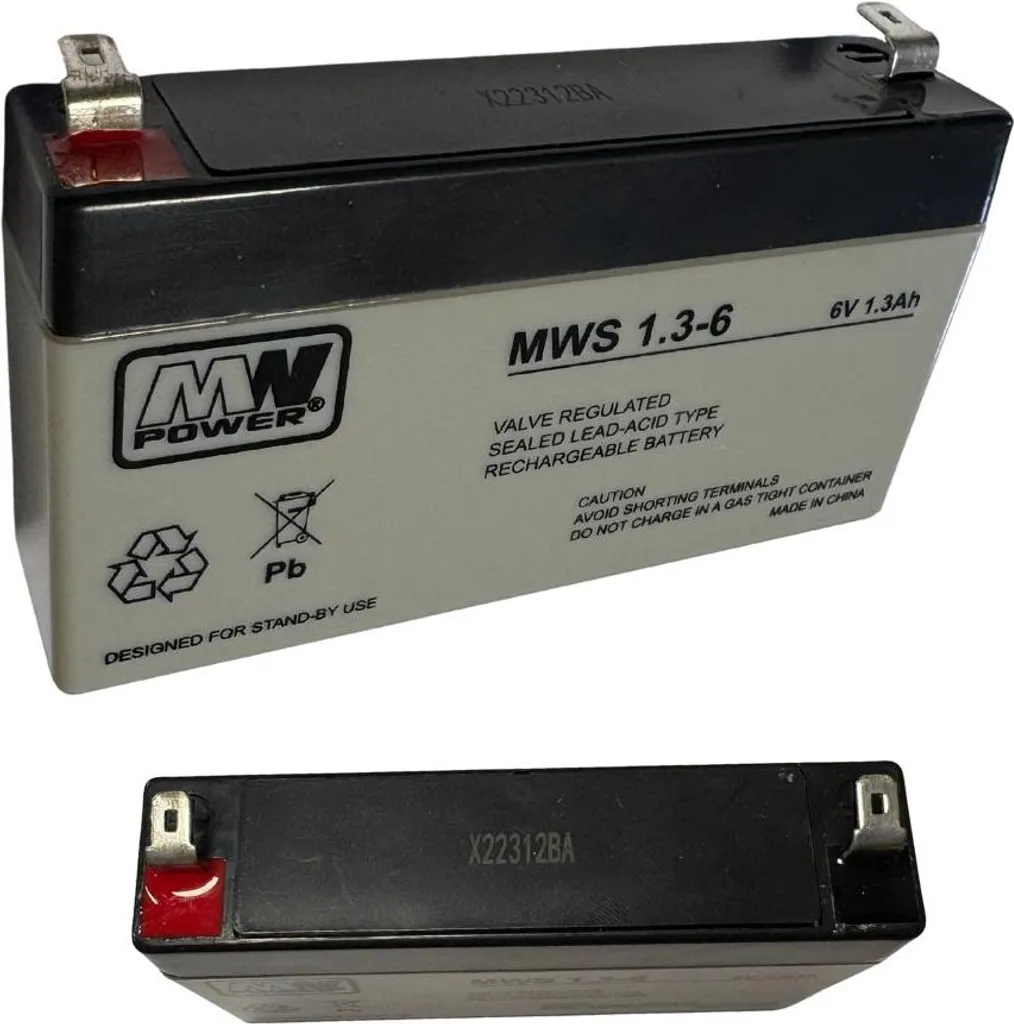 Batterie MWS VRLA AGM 6V 1,3Ah avec connexion angulaire pour alarme