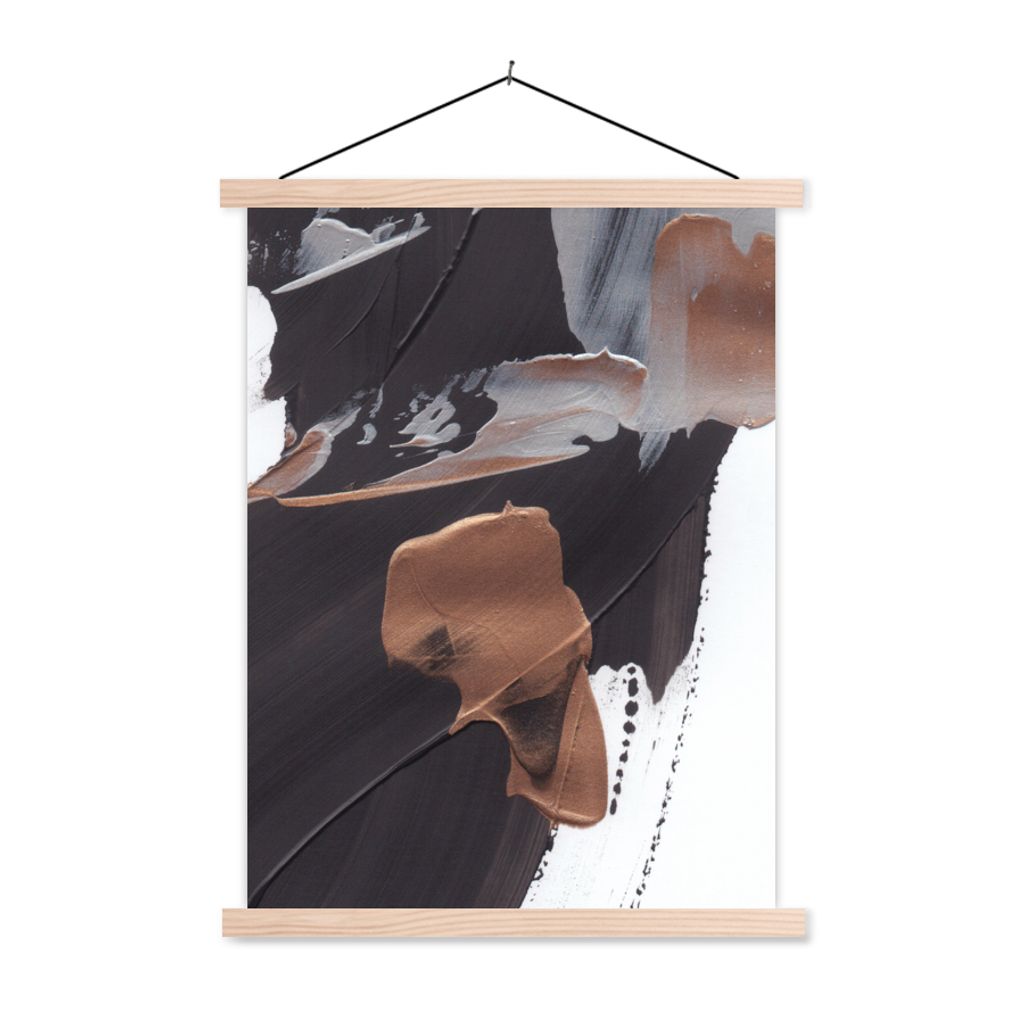 MuchoWow Textilposter Abstrakt - Farbe - Gold 120x160 cm mit holzfarbenen Rahmen - Plakatkarton