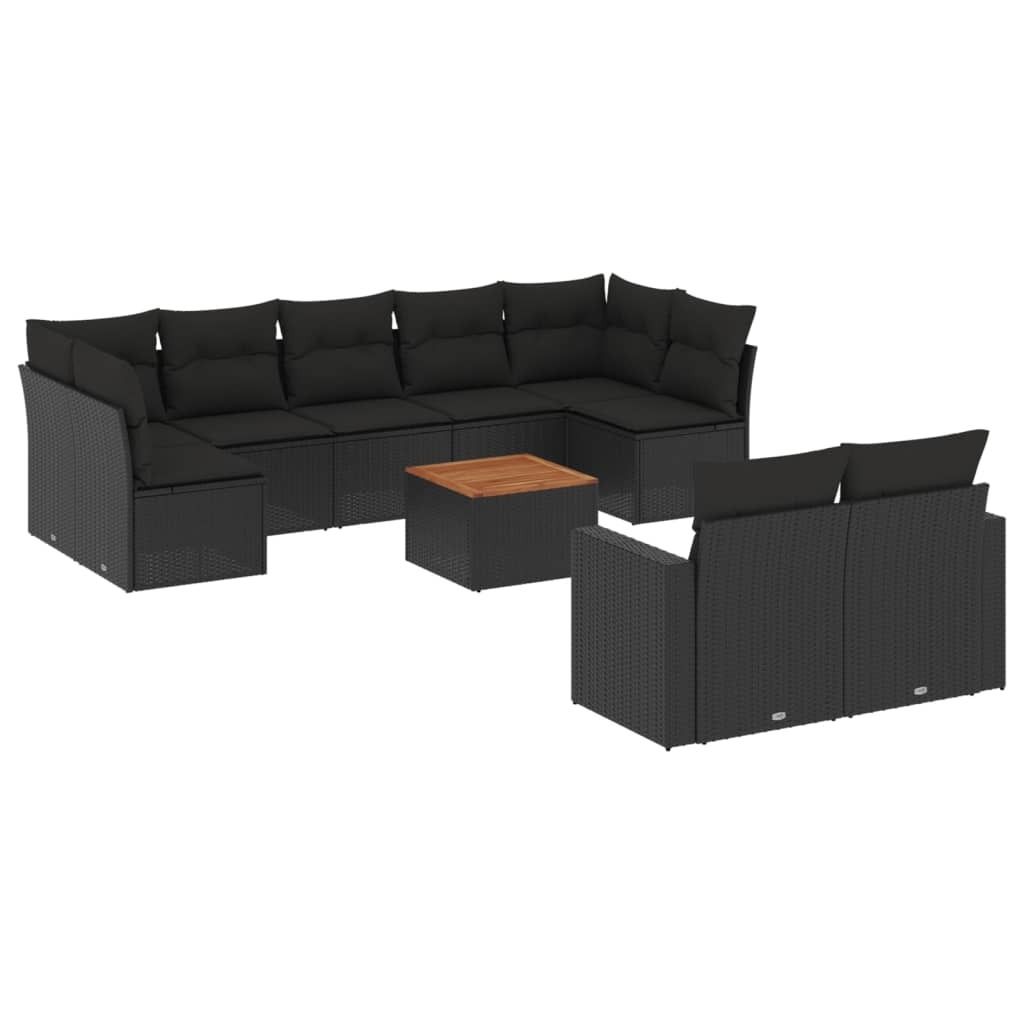 "2026 MODERNE" 10-tlg. Garten-Lounge-Set - elegantes Design - Sitzgruppe/Gartengarnitur - mit Kissen Schwarz Poly Rattan - Terassenmöbel NeuMöbel...