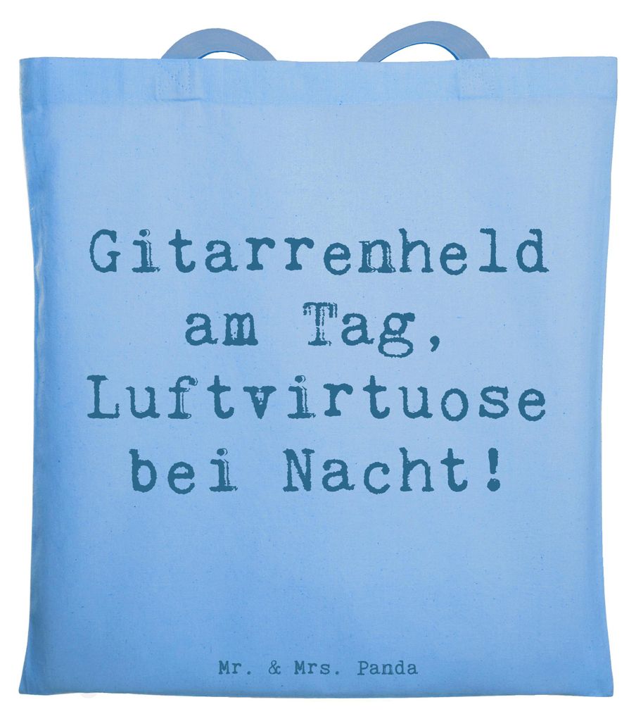 Mr. & Mrs. Panda Jutebeutel Spruch Gitarrenheld - Sky Blue - Geschenk, Baumwolltasche, Instrument, Akustik, Lernen, Uni Tasche, Musiker, Leidenscha...