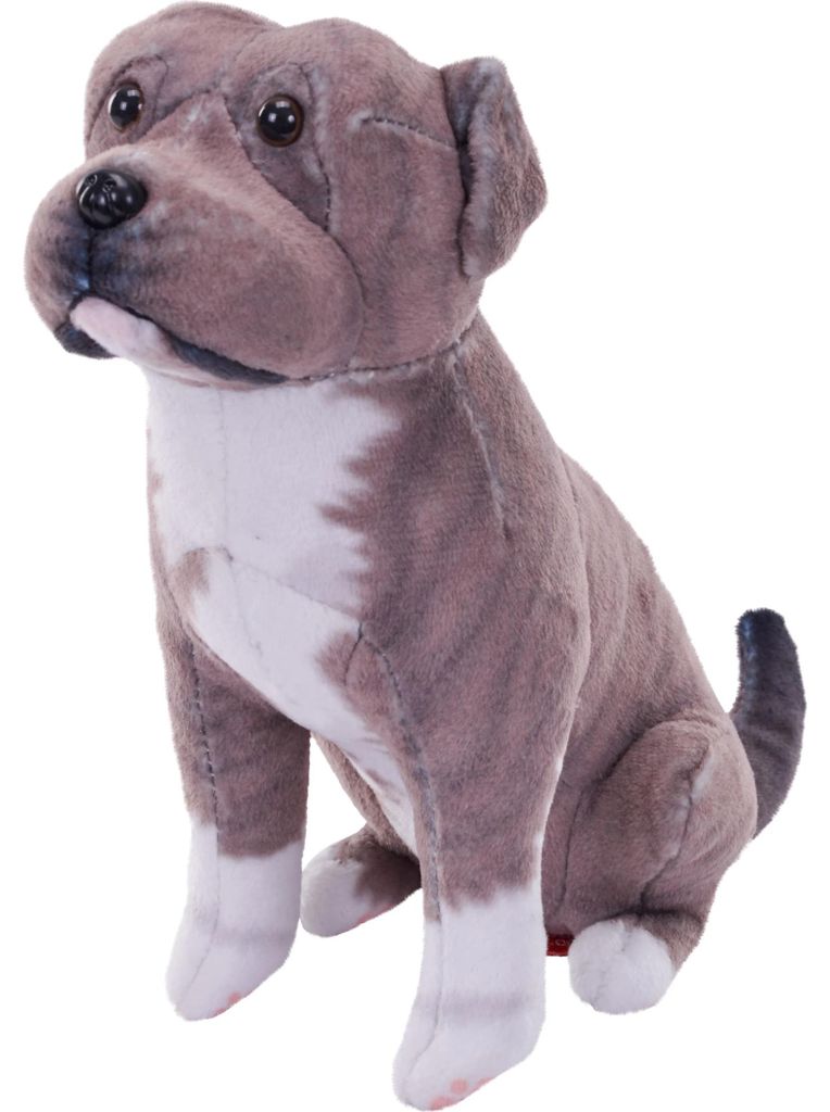 Plyšový pes Pitbull se zvukem šedý - 18 cm Obrázek produktu 