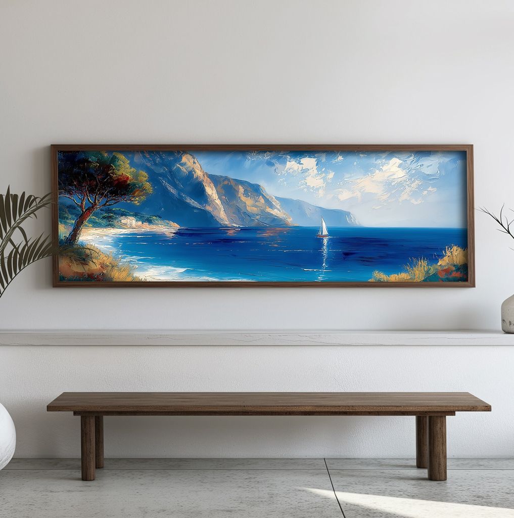 Wallity, EMR055, Dekoratives gerahmtes MDF-Gemälde, Mehrfarbig, 100 % MDF, 40 x 120 x 3,5 cm