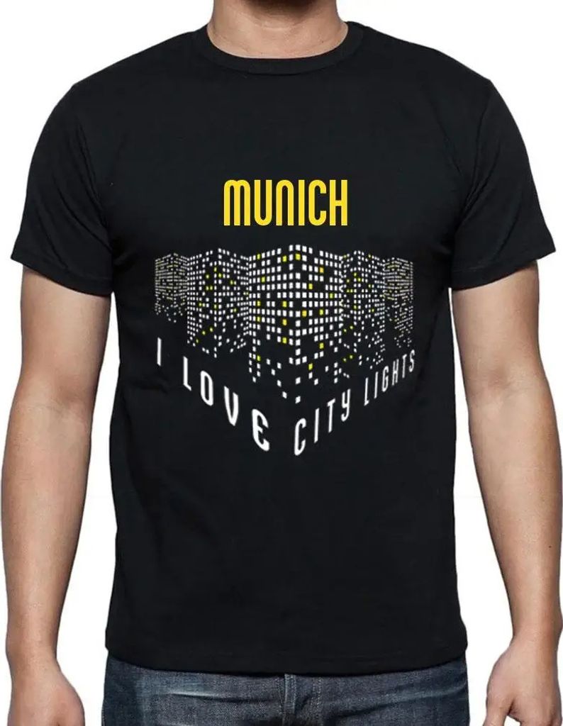 Herren Grafik T-Shirt Ich liebe Münchener Lichter – I Love Munich Lights – Öko-Verantwortlich Vintage Jahrgang Kurzarm Lustige Druck Geburtstag