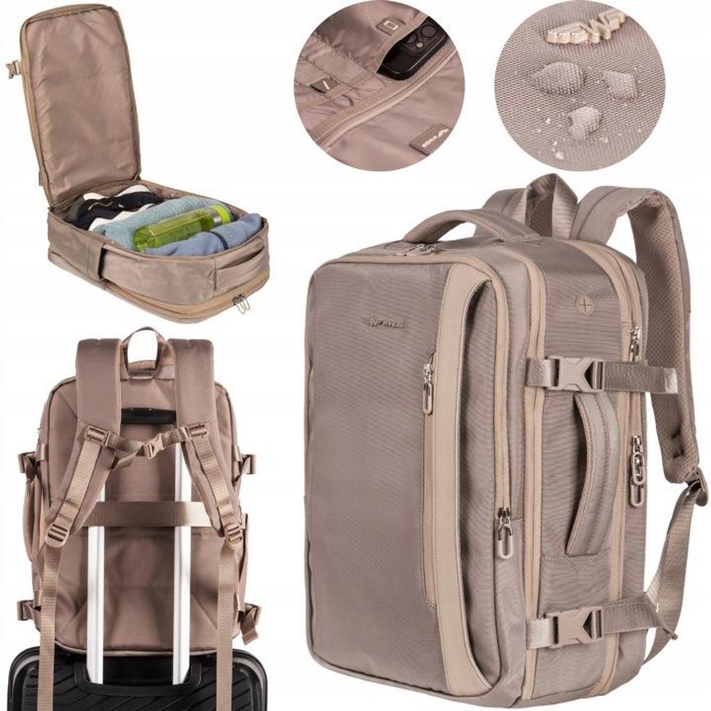 WINGS Plecak wielofunkcyjny damski SKYLARK poszerzany beige Zdjęcie produktu 