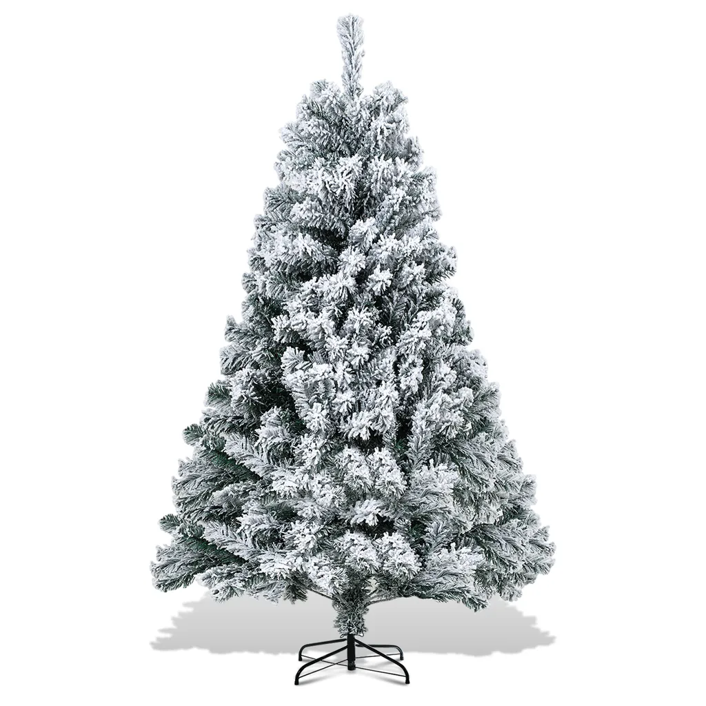 Sapin de Noël Artificiel Enneigé 150cm Arbre de Noël Effet Flocage