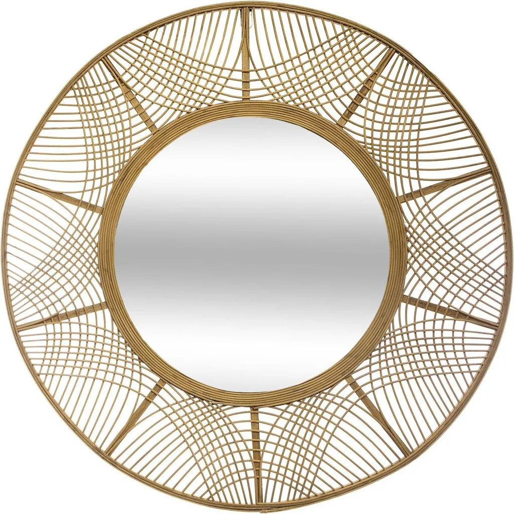 Miroir salon xxl 89cm Ina en bambou pour agrandir et illuminer la pièce