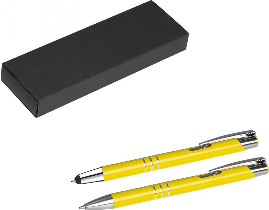 Metall Schreibset / Touchpen Kugelschreiber + Kugelschreiber / Farbe: sonnengelb