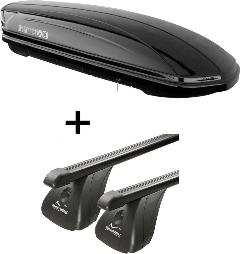 Dachbox MAA 400 Liter + Dachträger VDP Stahl kompatibel mit Bmw Serie 5 GT (F07) 5 Türer ab 2009