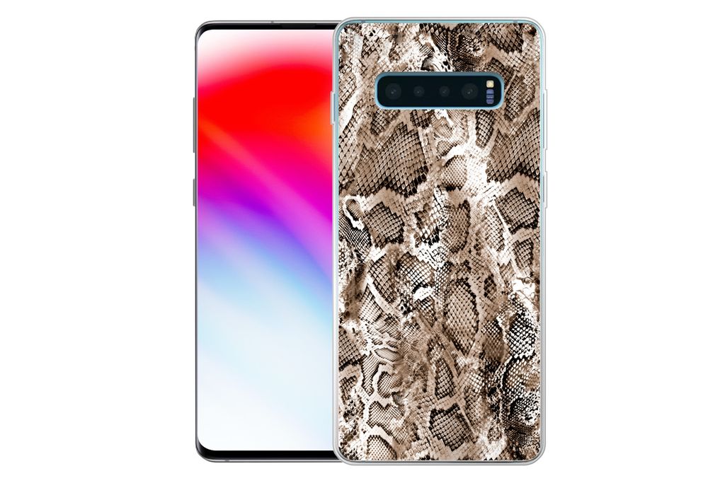MuchoWow Handyhülle Schutzhülle Hülle für Samsung Galaxy S10 Plus Tiermuster - Schlange - Haut Silikon Softcase Handy Hülle - Schutzhülle
