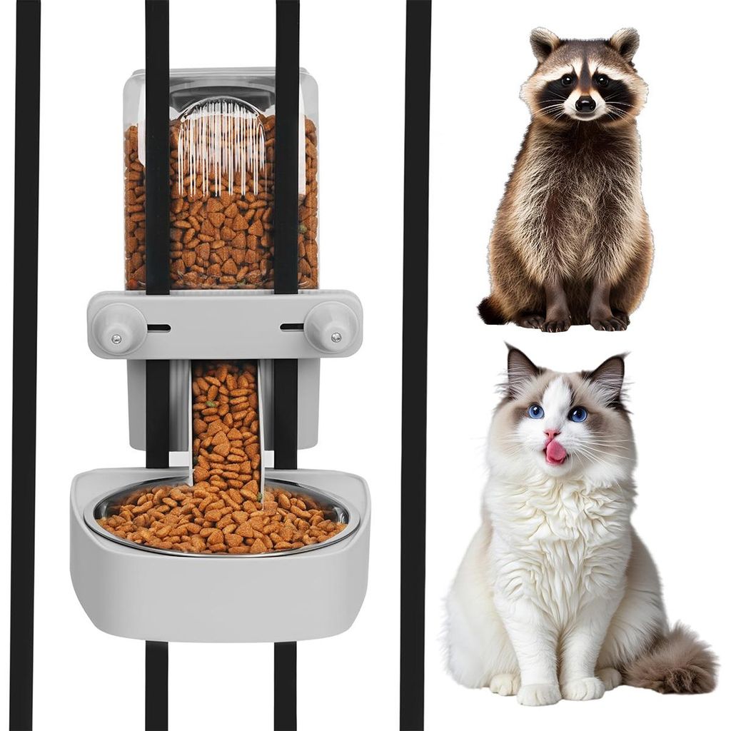Automatischer Käfig-Futterspender & Edelstahlnapf – 1600 ml Hänge-Futterspender für Hunde, Katzen & Kleintiere