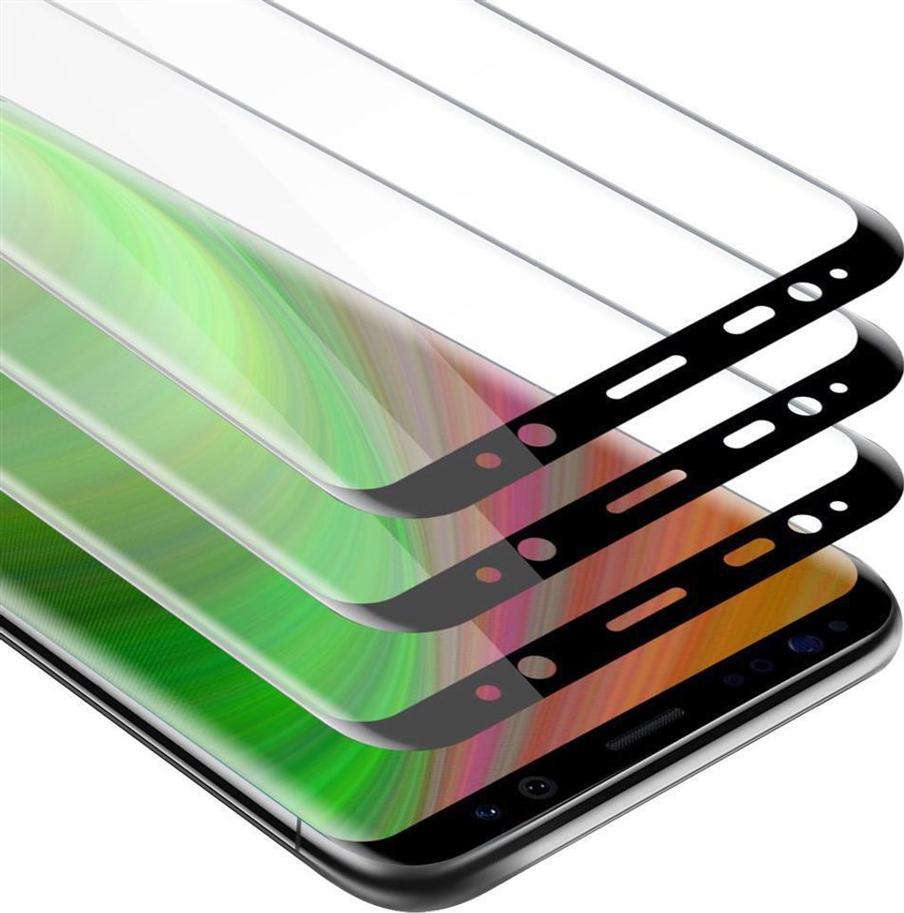 Cadorabo 3x Vollbild Panzer Folie für Samsung Galaxy S9 Schutzfolie in Schwarz Tempered Display-Schutzglas