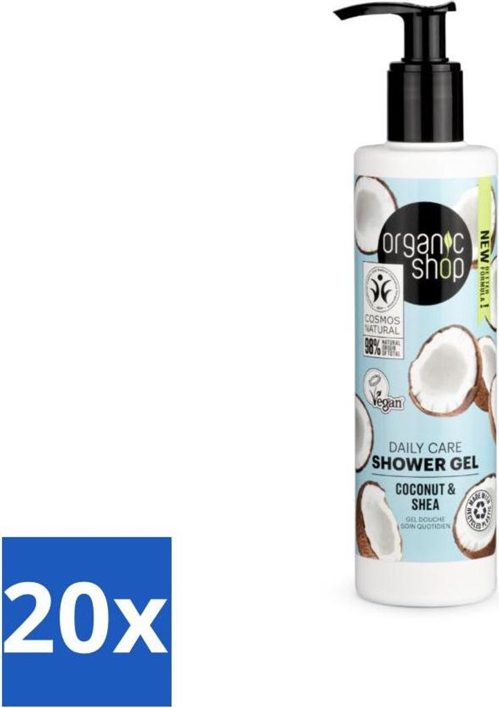 Organic Shop - Daily Care Kokosnuss & Shea Duschgel - Feuchtigkeit & Pflege - 280 ml - Vorteilspack - 20 Stücke
