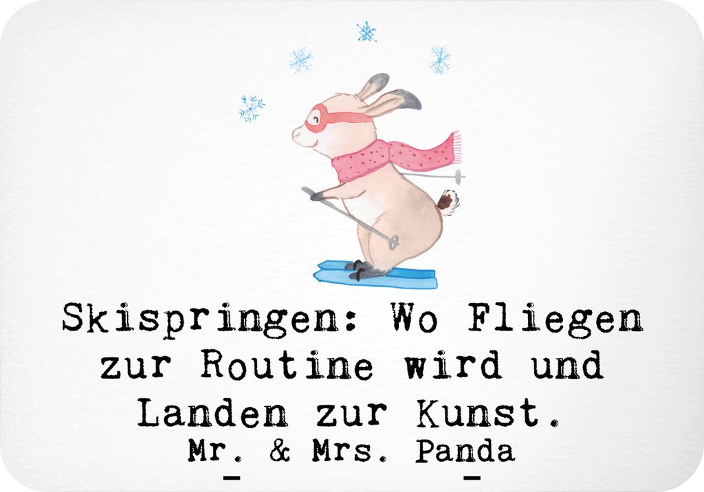 Mr. & Mrs. Panda Kühlschrankmagnet Skispringen Kunstflug - Weiß - Geschenk, Schanzen, Flug, Sportler Geschenke, Technik, Landung, Wintersport, Sp...