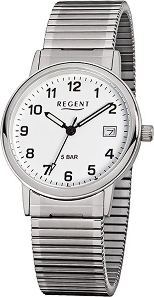 Regent Stahl Herren Uhr F-705 Quarzuhr Armband silber D2URF705
